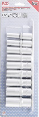Hlavice nástrčné 1/2" 6hranné, 10-24 mm, prodloužené, sada 9 ks - BGS 2223