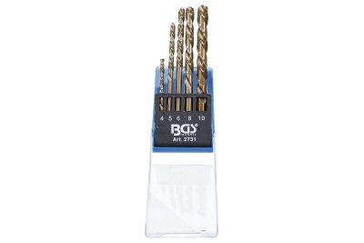 Vrtáky HSS 4,0 - 10,0 mm, titan, levotočivé - BGS 2731