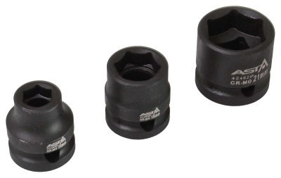 Hlavice nástrčné úderové 1/2", 10-24 mm, 6hranné extra krátké 28 mm, 15 ks na liště - ASTA