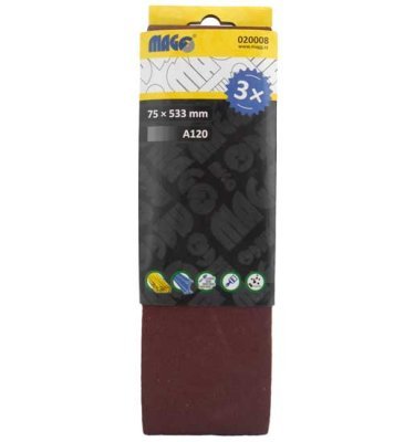 Brusné pásy 75 x 533 mm, různé zrnitosti, pro pásovou brusku - MAGG, Zrnitost: A60