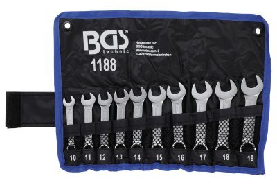 Očkoploché klíče extra krátké, velikosti 10-19 mm, sada 10 ks v obalu - BGS 1188