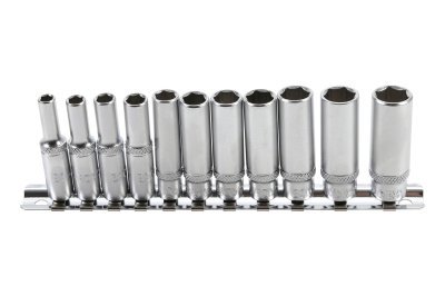 Hlavice palcové 1/4" prodloužené, velikosti 3/16 až 1/2", sada 11 ks - BGS 2429