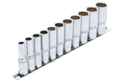 Hlavice 3/8" nástrčné prodloužené 12hranné, velikosti 8-19 mm, sada 11 ks - BGS 5252
