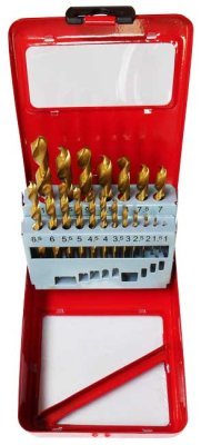 Vrtáky HSS TiN do kovu, 1.0-10.0 mm, sada 19 ks v plechovém boxu