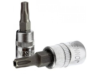 Zástrčné hlavice Torx s otvorem, 1/4", 6hranné, velikosti T6-T40, délka 37 mm - JONNESWAY, Velikost: TT27