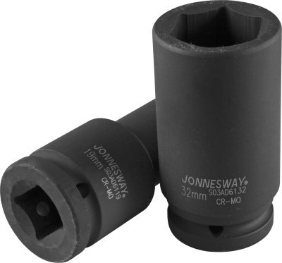 Nástrčné hlavice úderové, prodloužené, 3/4", 6-hranné, velikosti 17-50 mm - JONNESWAY, Velikost: 33 mm