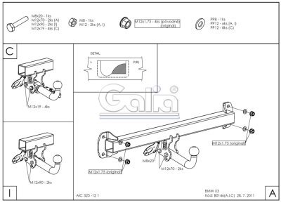 Tažné zařízení BMW X3 2004-2010 (E83) , pevný čep 2 šrouby, Galia