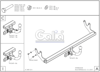 Tažné zařízení Hyundai i30 3dv. 2015-2018, bajonet, Galia