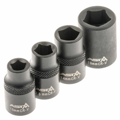 Hlavice na brzdové třmeny 1/2", 10 - 19 mm, sada 5 kusů - ASTA
