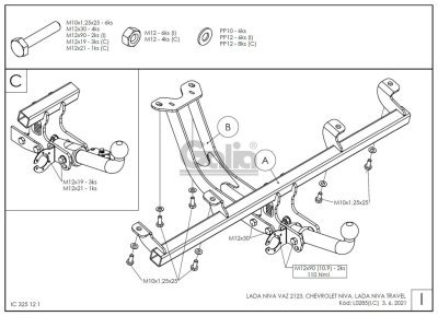 Tažné zařízení Lada Niva 2124 1998-2002 , pevné, Galia