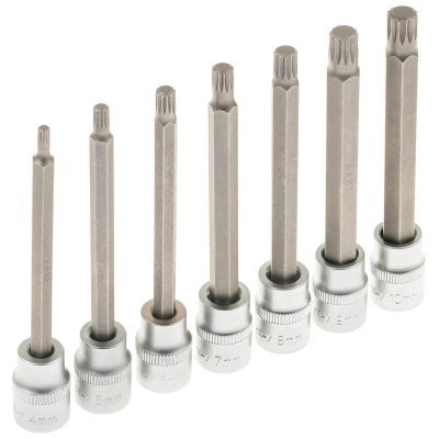 Zástrčné hlavice XZN 3/8", rozměry M4-M10, prodloužené 110 mm, 7 ks - SATRA