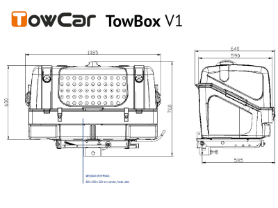 Přepravní box na tažné zařízení TowBox V1 pro psy, šedý