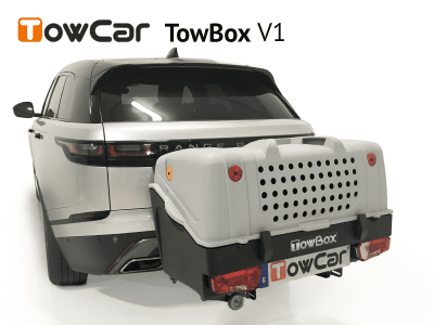 Přepravní box na tažné zařízení TowBox V1 pro psy, šedý