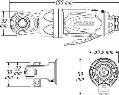 Ráčnový šroubovák (stlačený vzduch) HAZET 9021P-2