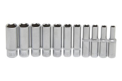Hlavice palcové 1/4" prodloužené, velikosti 3/16 až 1/2", sada 11 ks - BGS 2429