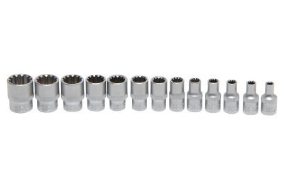 Hlavice multiprofilové 1/4", velikosti 4-14 mm, sada 13 ks, univerzální - BGS 2150