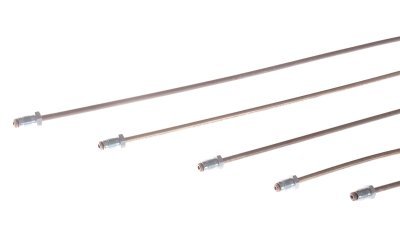 Brzdové trubky 4,75 mm, s holendry typu F, zapertlované, měď/nikl, různé délky, Délka: 150 mm
