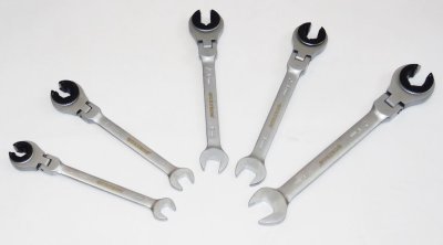 Očkoploché kloubové klíče s ráčnou na převlečné matice, 10 - 17 mm, 5 ks - QUATROS QS50200
