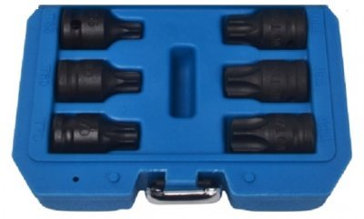 Zástrčné hlavice úderové TORX 1/2", T55-T100, sada 6 kusů - QUATROS QS50067