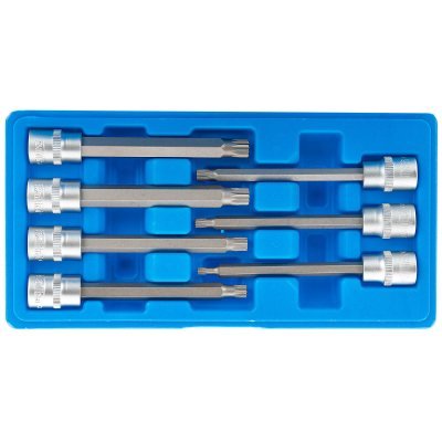 Zástrčné hlavice XZN 3/8", rozměry M4-M10, prodloužené 110 mm, 7 ks - SATRA