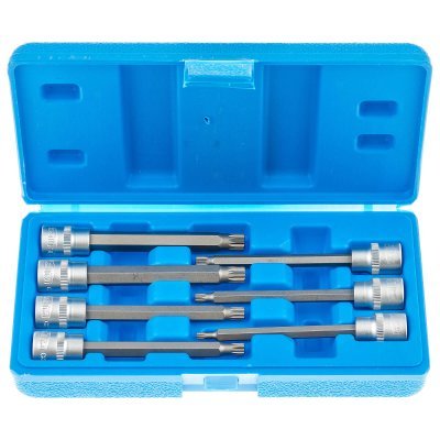 Zástrčné hlavice XZN 3/8", rozměry M4-M10, prodloužené 110 mm, 7 ks - SATRA