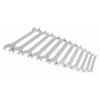 Ploché klíče otevřené 6x7 - 30x32 mm, dvoustranné, sada 12 ks - SATRA