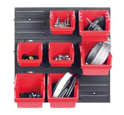 Závěsná stěna, držák se 7 boxy, 400x110x400 mm, plast - ORDERLINE