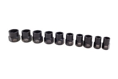 Hlavice 3/8” na poškozené šrouby a matice, velikosti 9-19 mm, sada 10 ks - SATRA
