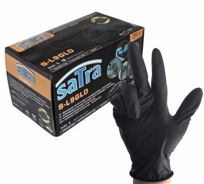 Nitrilové rukavice, nepudrované, s diamantovou texturou, různé velikosti, 100 ks - SATRA, Velikost: L