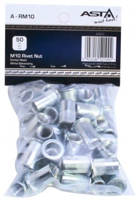 Maticové nýty - nýtovací matice s plochou hlavou, ocel, různé rozměry, balení 50 ks - ASTA, Velikost: M10x21 mm