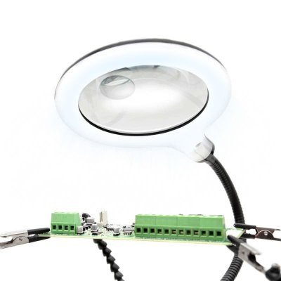 Držák na pájení, "třetí ruka", s lupou a LED osvětlením - Genborx U-ZD-11M-3