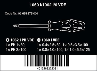 Sada 6 ks izolovaných šroubováků Kraftform 1060 i/1062 i/6 VDE, žlutočervené - Wera 05157