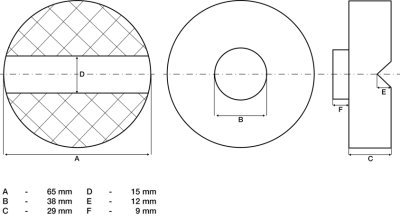 Gumová podložka zvedáku 65x29 mm, nosnost 3t, modrá barva - BGS 72108