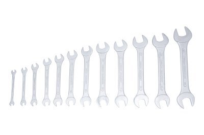 Klíče ploché otevřené, dvoustranné, 6 x 7 - 30 x 32 mm, sada 12 kusů