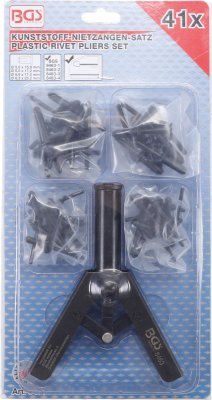Nýtovací kleště na umělohmotné nýty + 40ks nýtů 5,0 - 6,3 mm - BGS 8463