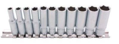 Hlavice palcové 1/4" prodloužené, velikosti 3/16 až 1/2", sada 11 ks - BGS 2429