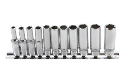 Hlavice palcové 1/4" prodloužené, velikosti 3/16 až 1/2", sada 11 ks - BGS 2429