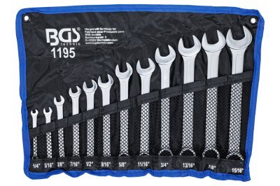 Klíče očkoploché palcové, velikosti 1/4" až 15/16", sada 12 ks - BGS 1195