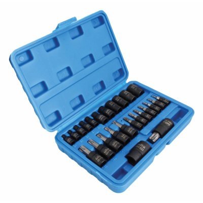 Zástrčné a nástrčné hlavice 1/4", 3/8" a 1/2" TORX a TORX-E, sada 25 ks - SATRA