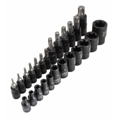 Zástrčné a nástrčné hlavice 1/4", 3/8" a 1/2" TORX a TORX-E, sada 25 ks - SATRA