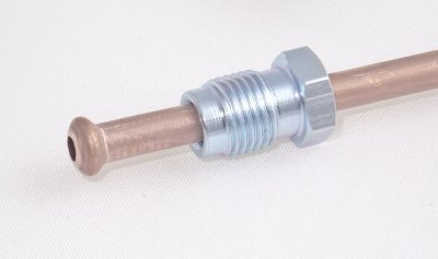 Brzdové trubky 4,75 mm, s holendry typu F, zapertlované, měď/nikl, různé délky, Délka: 860 mm