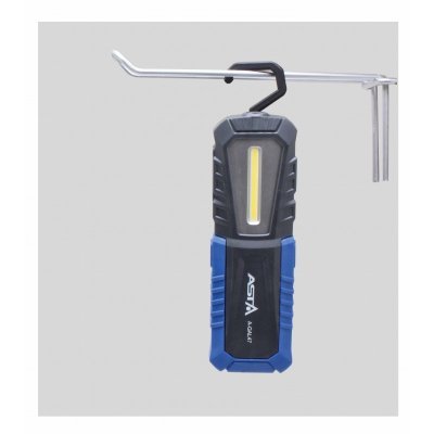 Dílenská montážní lampa COB LED, 240 lm, nabíjecí, s magnetem a háčky - ASTA