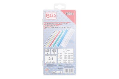 Bužírky smršťovací, průměry 1,5 až 13 mm, délka 10 cm, sada 10 ks - BGS 8123