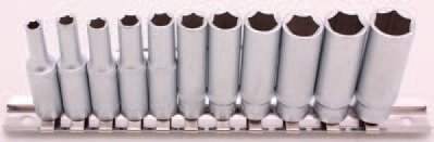 Hlavice nástrčné 1/2" 6hranné, 10-24 mm, prodloužené, sada 9 ks - BGS 2223