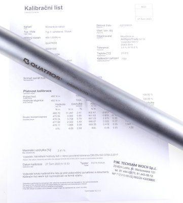 Momentový klíč 1" 450-1500 Nm, přesný 3%, kalibrovaný s certifikátem CZ - QUATROS QS591500