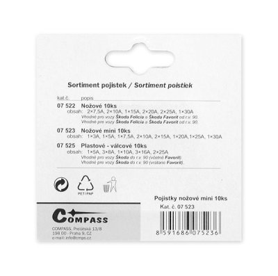 Pojistky ploché MINI COMPASS 07523