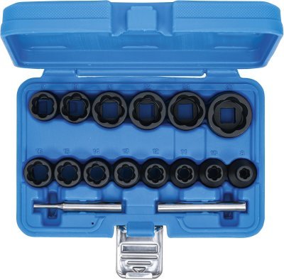 Hlavice 1/2" na poškozené šrouby vel. 8-27 mm, sada 16 ks - BGS 5269