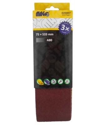 Brusné pásy 75 x 533 mm, různé zrnitosti, pro pásovou brusku - MAGG, Zrnitost: A60