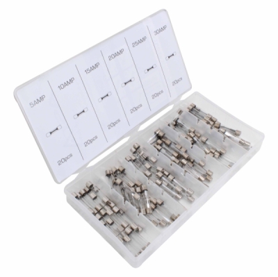 Autopojistky skleněné trubičkové, 5 - 30 A, pro autoveterány, sada 120 ks - ASTA