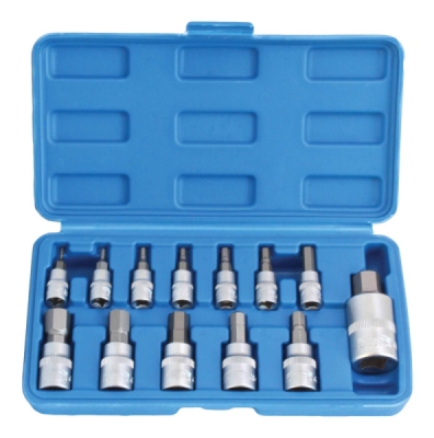 Zástrčné hlavice Imbus 1/4", 3/8" a 1/2", palcové 5/64" - 9/16", sada 13 ks - SATRA